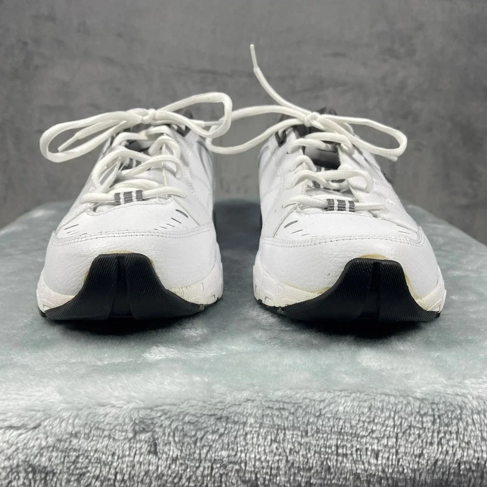 Dr. Scholl's Mens 9W White Grey Athletic Leather Walking  Comfort Shoes Sneakers